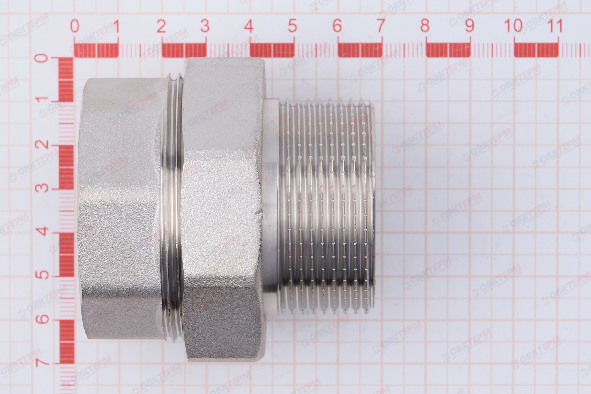 Американка с плоской прокладной      1 1/2" прямая  ZEISSLER   НИКЕЛЬ  (18/2) - миниатюра №6