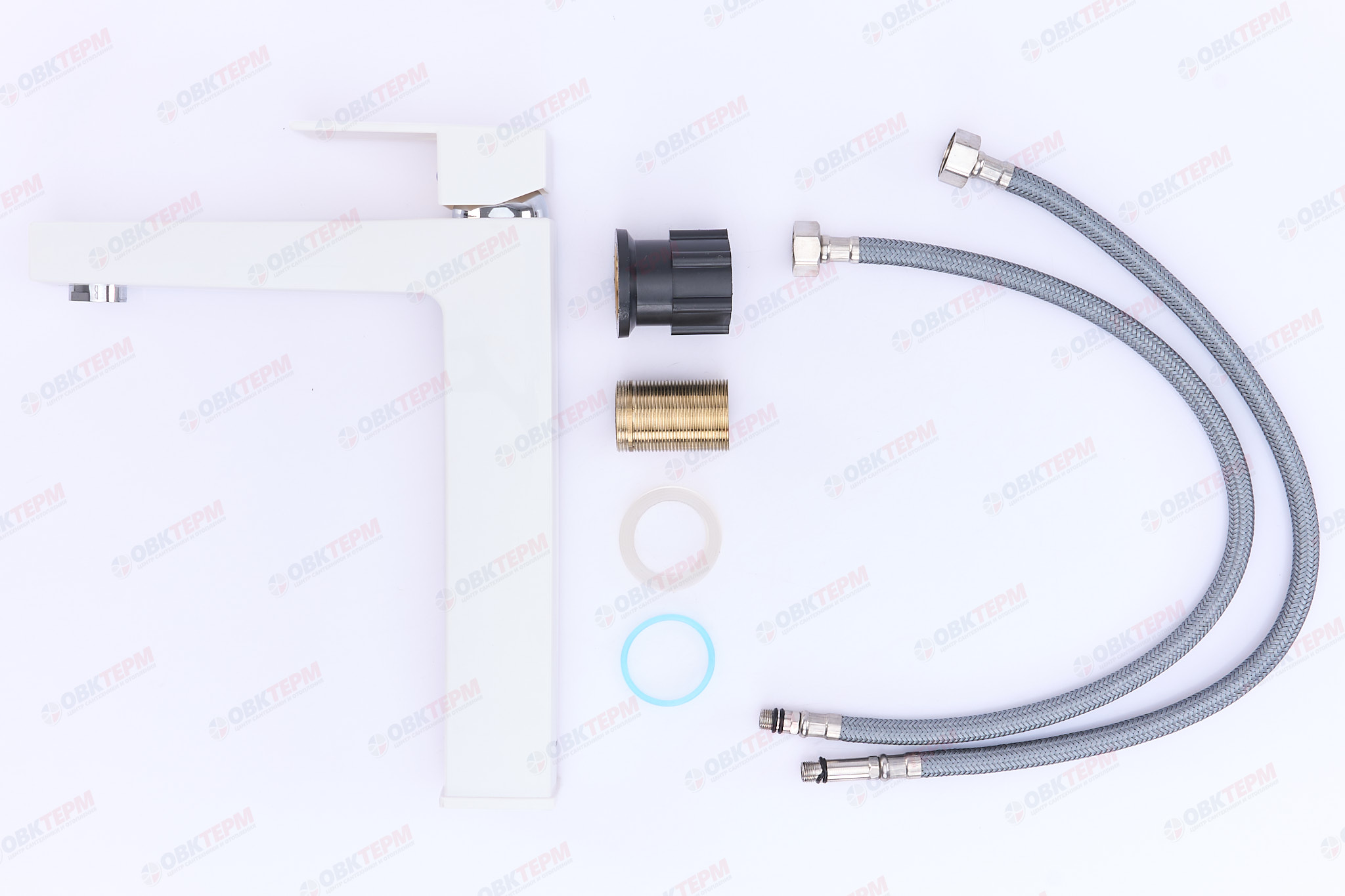 Смеситель для умывальника PLAMIX KUBUS-001 HIGH SET White (с подводкой) (10 шт/ящ) - Изображение №5