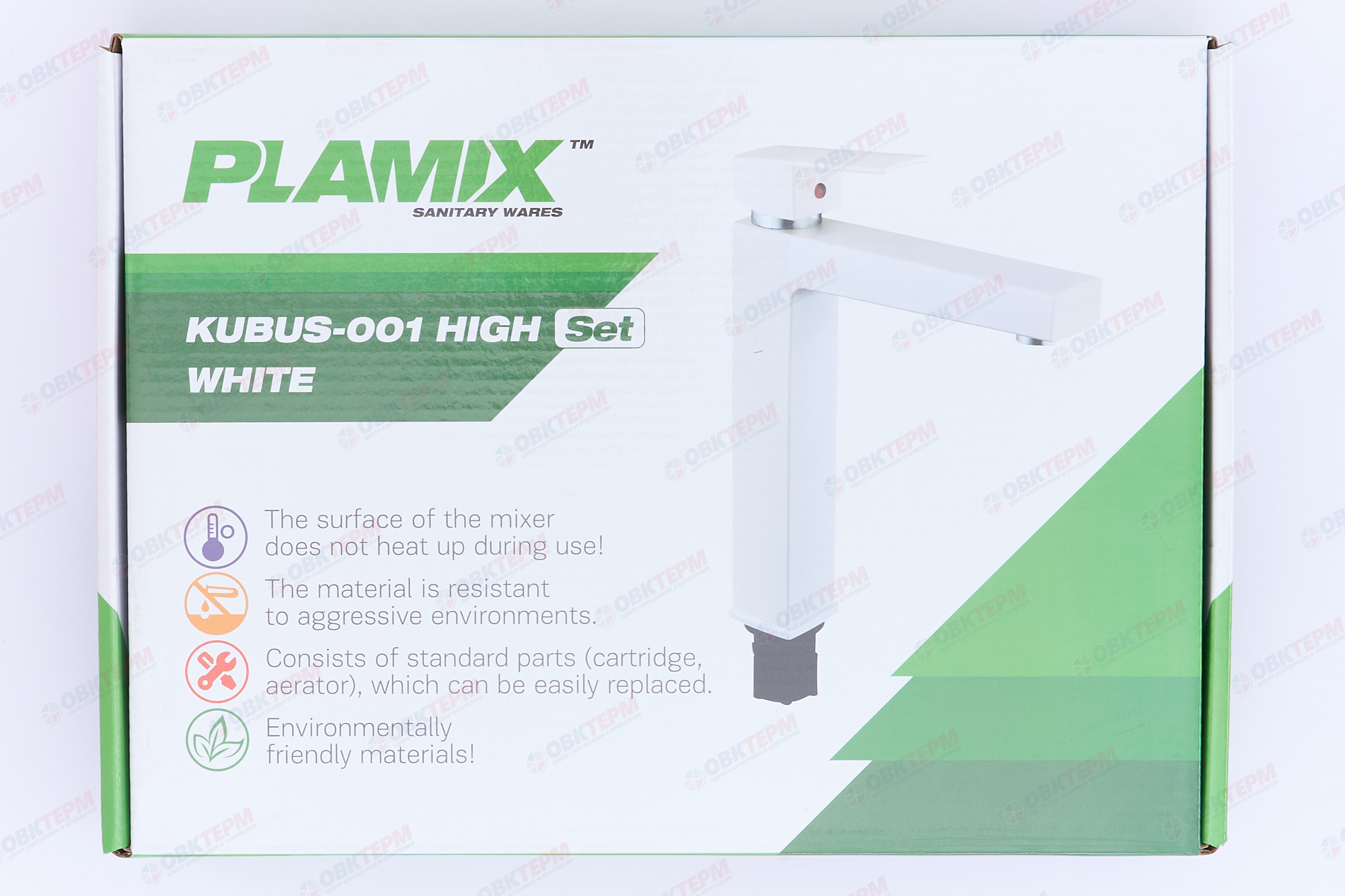 Смеситель для умывальника PLAMIX KUBUS-001 HIGH SET White (с подводкой) (10 шт/ящ) - миниатюра №8