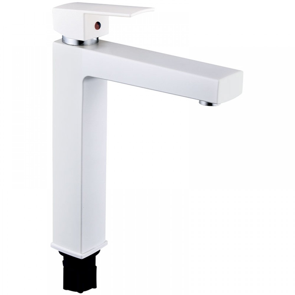 Смеситель для умывальника PLAMIX KUBUS-001 HIGH SET White (с подводкой) (10 шт/ящ) - Изображение №1