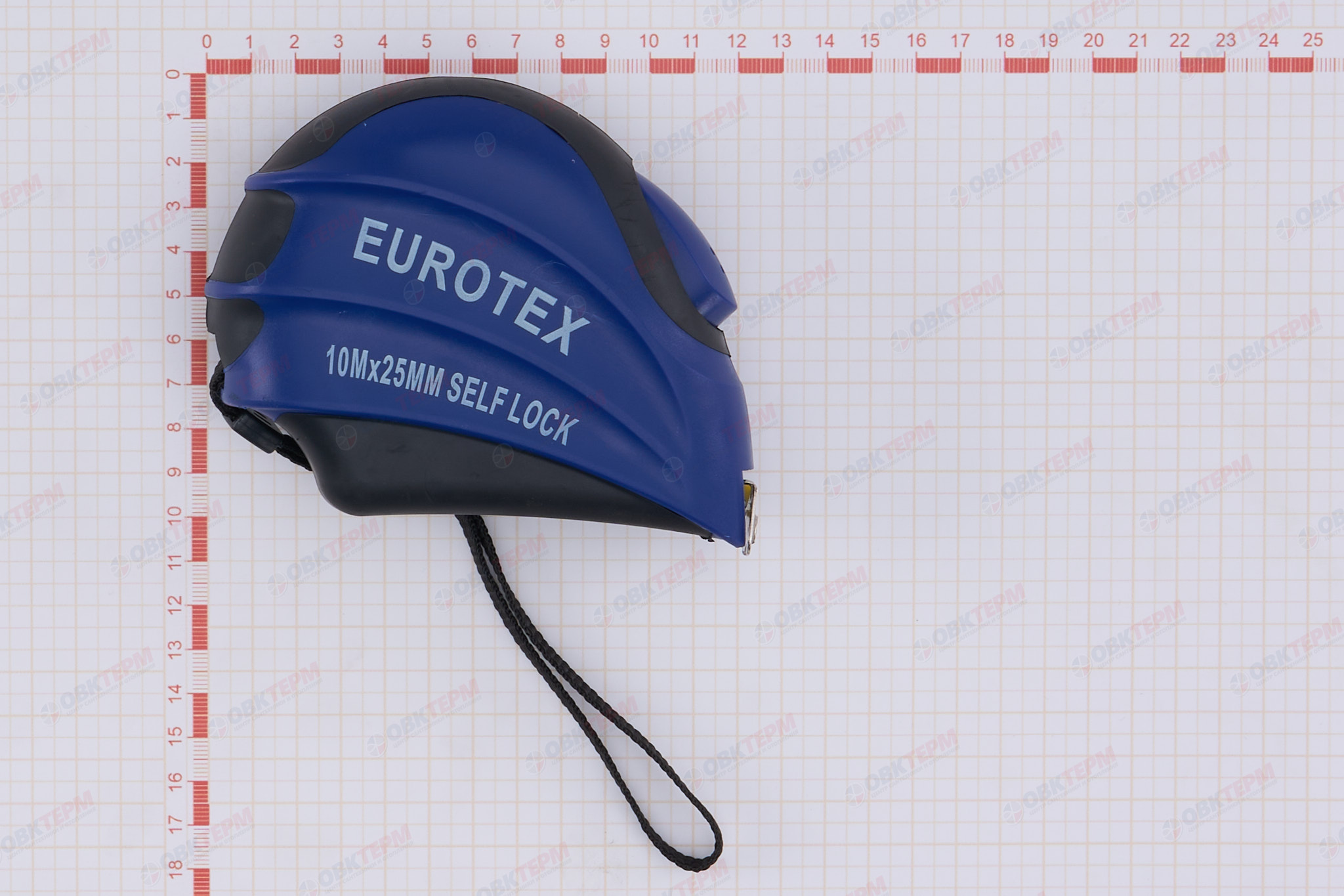 Рулетка 10м*25мм нейлоновое покрытие, магнитный зацеп EUROTEX - Изображение №4