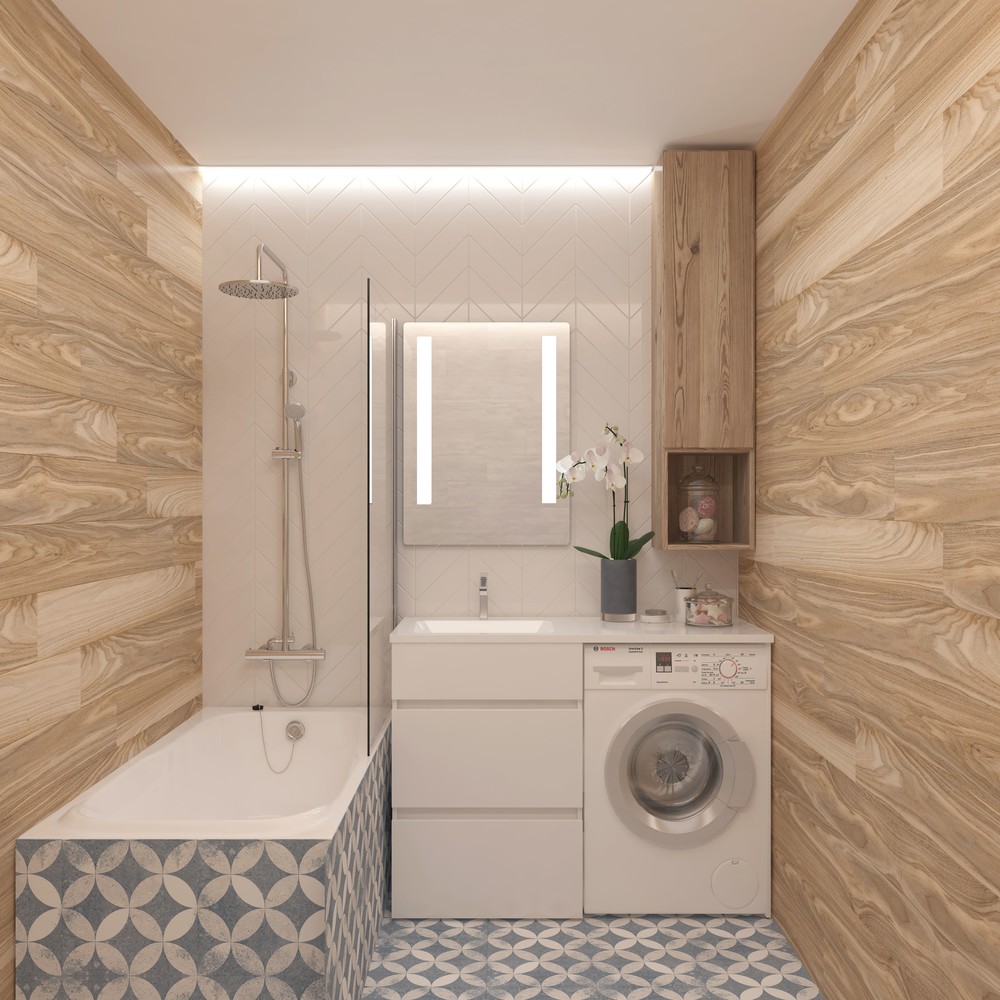 Комплект мебели Тумба "Space 120" + ум. Лакшери V120D1 под стиральную машину - изображение №1