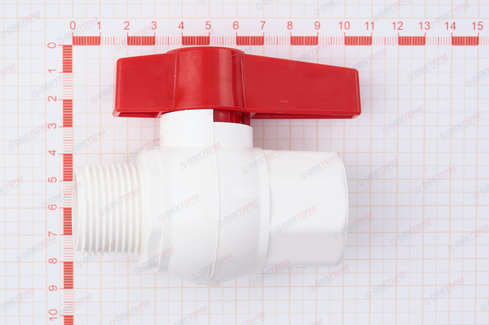 Кран  шаровый пластиковый   1" ВН (белый)    MAK   (1шт/100упак) - миниатюра №11