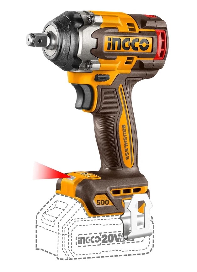 Гайковерт аккум. ударный INGCO Li-One (Б/Щ 20В, 500Нм, 1/2, без АКБ/ЗУ, 3 головки) - Изображение №1