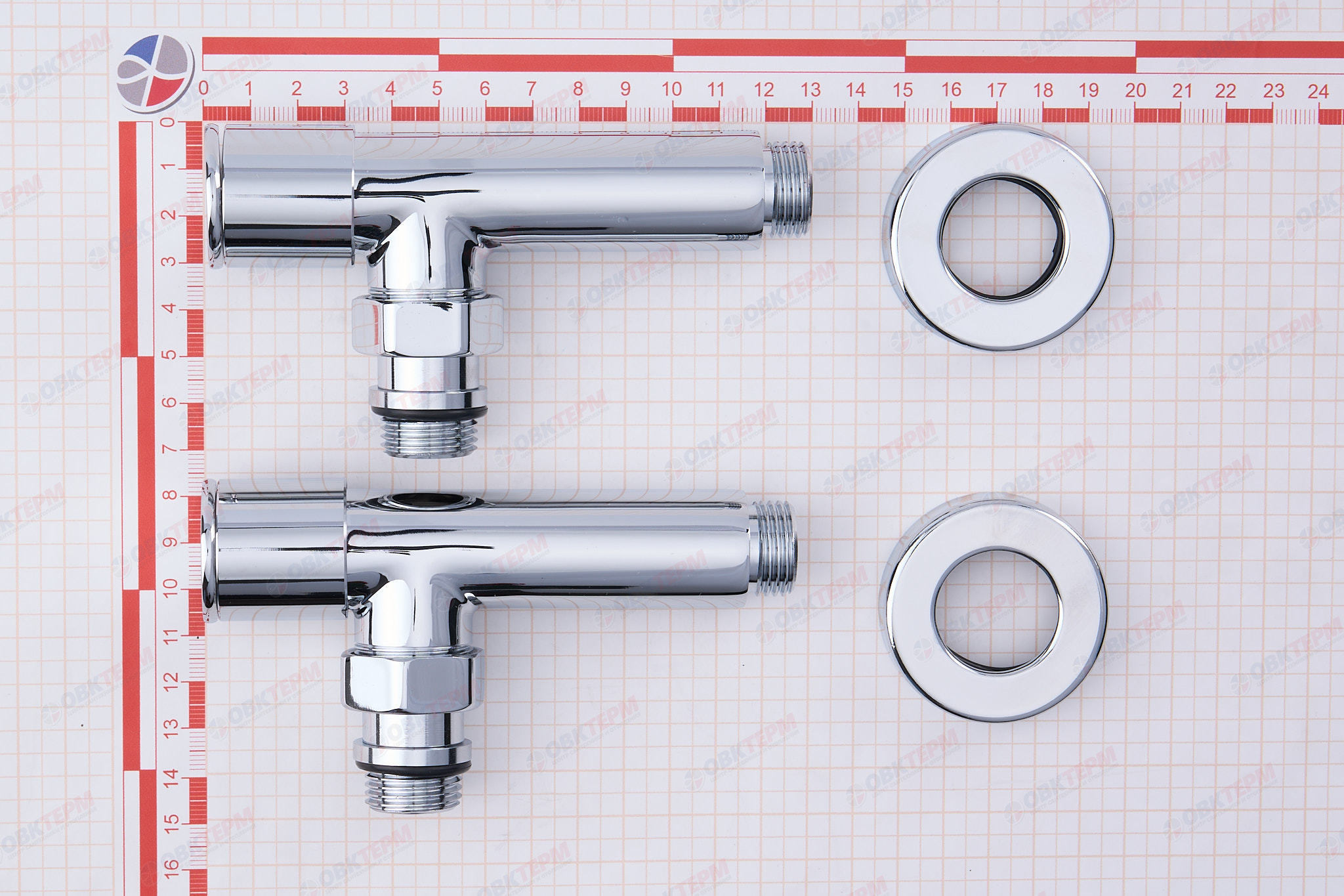 Кран  вентильный  с американкой   TIM  1/2"Н - 1/2"Н  хром, угловой   (1пара/20ящ) - миниатюра №6