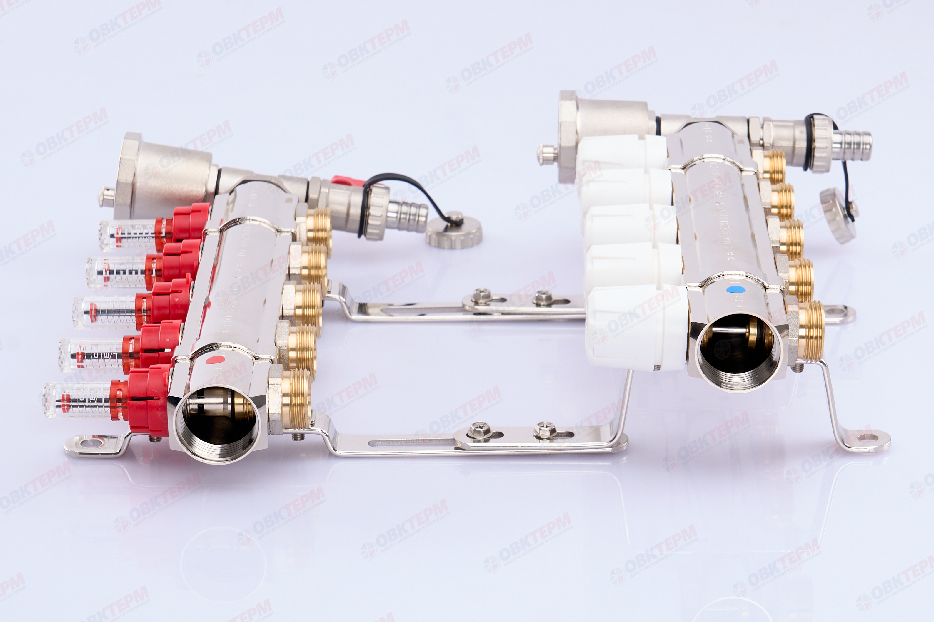 Коллектор с расходомерами без кранов TIM KF005 латунный 1" на   5 выходов   (1шт/2ящ) - миниатюра №3