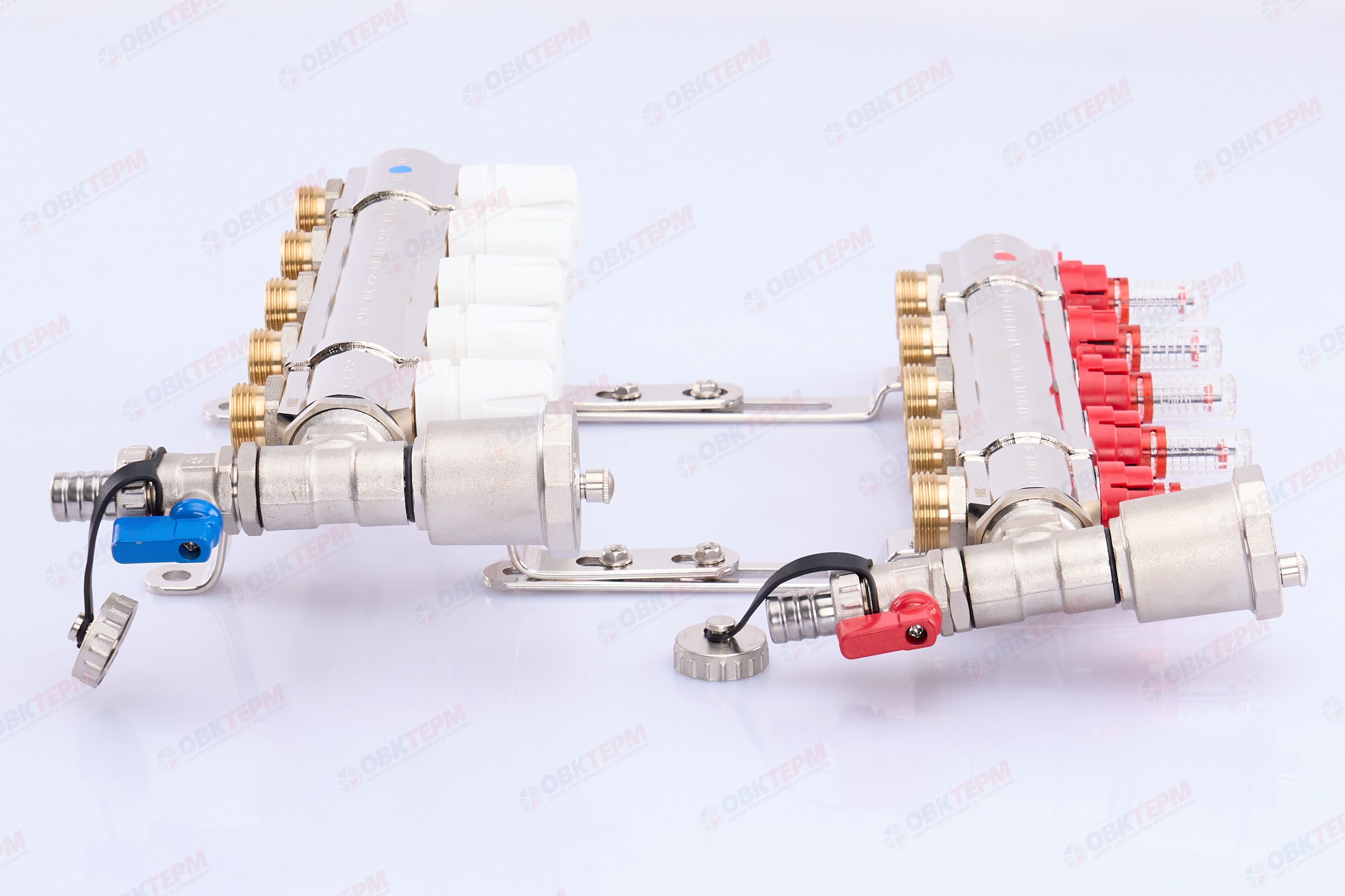 Коллектор с расходомерами без кранов TIM KF005 латунный 1" на   5 выходов   (1шт/2ящ) - миниатюра №5