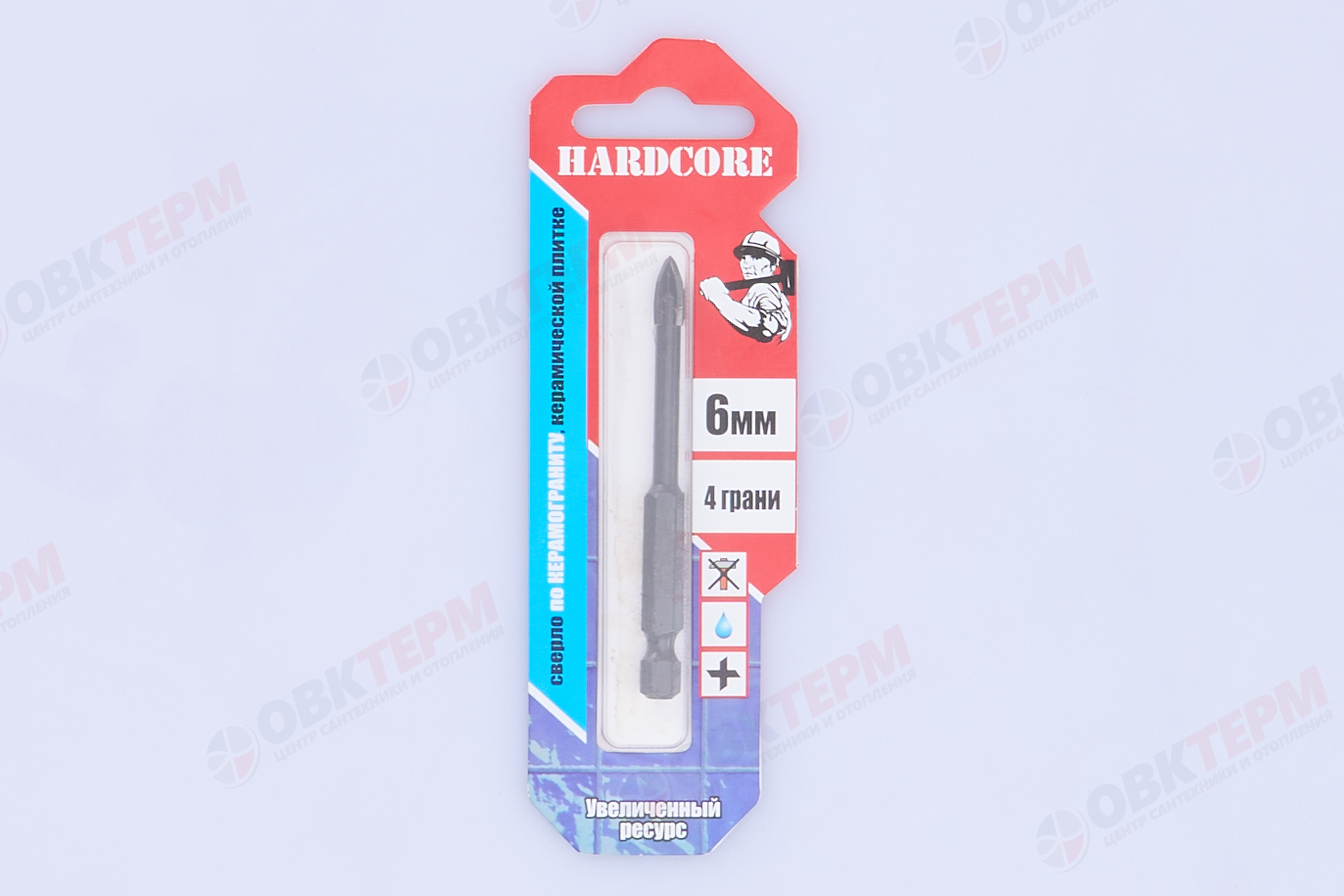 Сверло по керамике и стеклу 6мм "Hardcore" 4 грани - Изображение №1