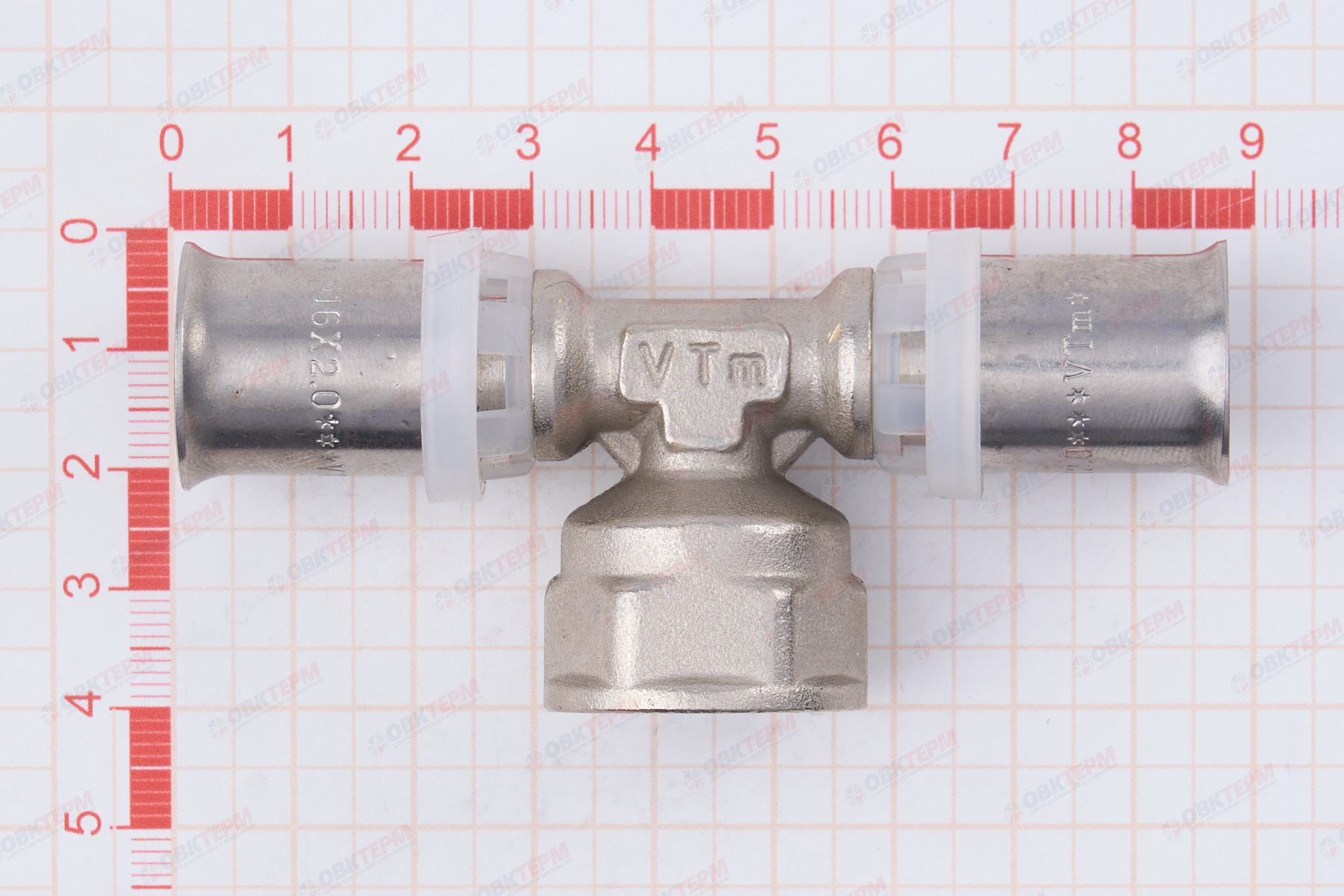 Тройник  пресс с переходом на вн. р. Valtec 16*1/2*16      (10уп/80ящ) - миниатюра №7