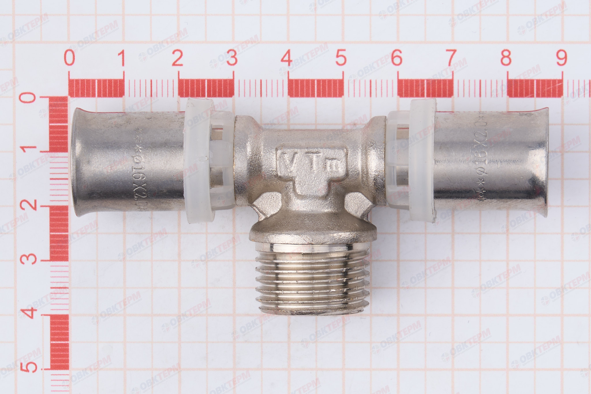 Тройник  пресс с переходом на нар. р. Valtec 16*1/2*16     (10уп/80ящ) - миниатюра №7