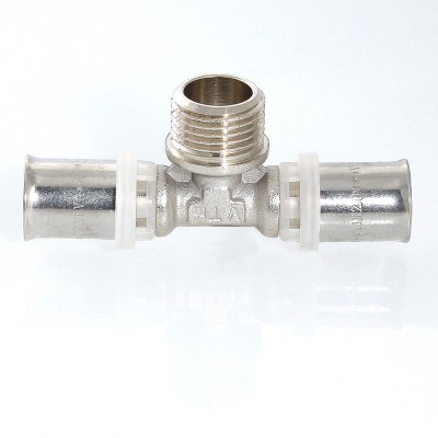 Тройник  пресс с переходом на нар. р. Valtec 20*1/2*20     (10уп/60ящ) - Изображение №2