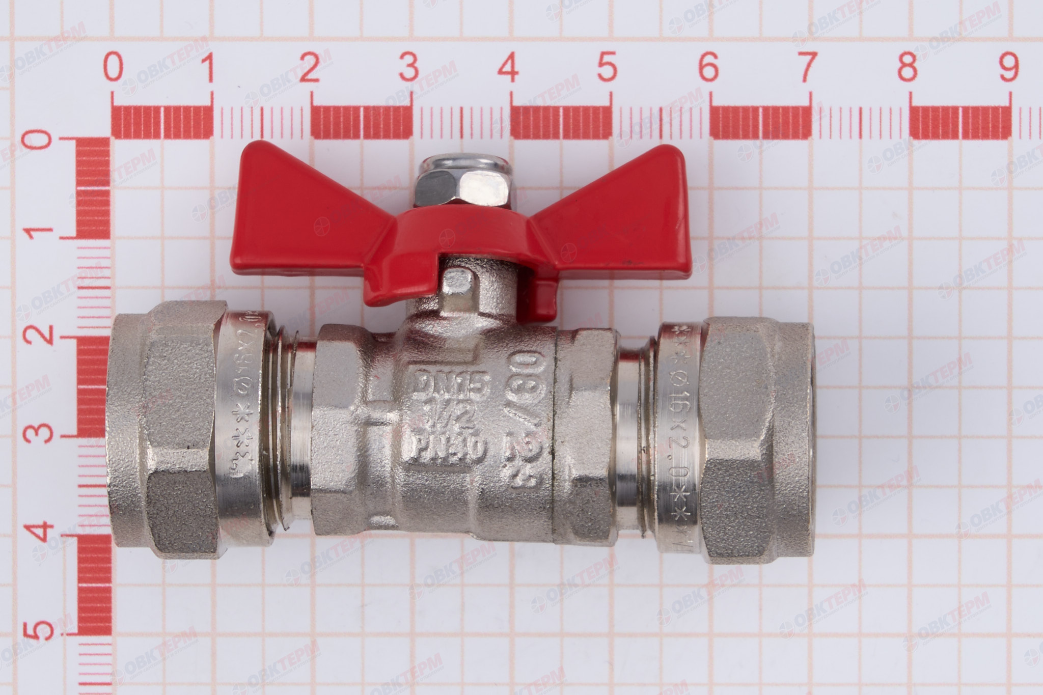 Кран шаровый  Valtec под обжим  16 бабочка              (12шт) - миниатюра №10