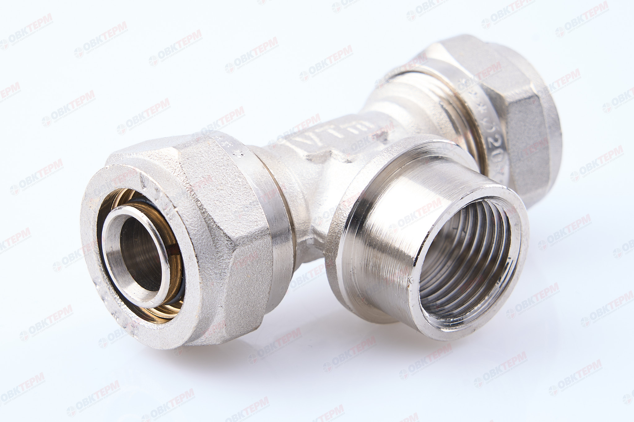Тройник  обжимной  Valtec с переходом на вн. р. 20*1/2    (10уп/40ящ) - Изображение №1