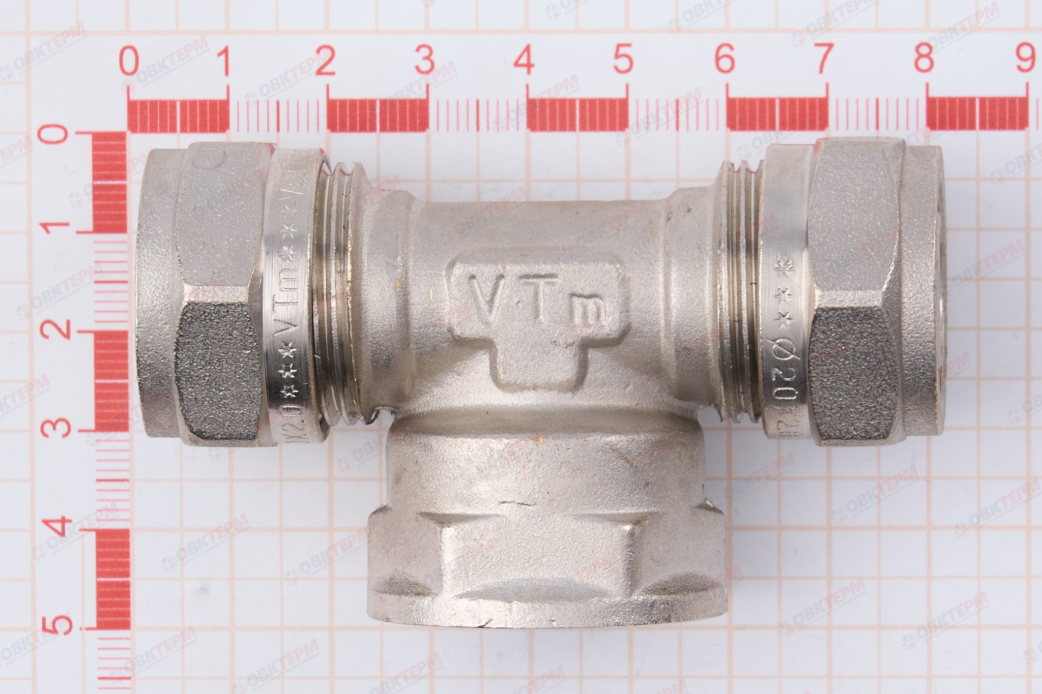 Тройник  обжимной  Valtec с переходом на вн. р. 20*3/4 - миниатюра №8