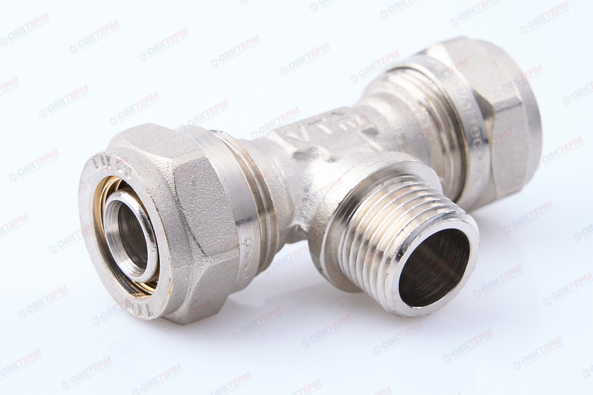 Тройник  обжимной  Valtec с переходом на нар. р. 20*1/2   (10уп/50ящ) - Изображение №1
