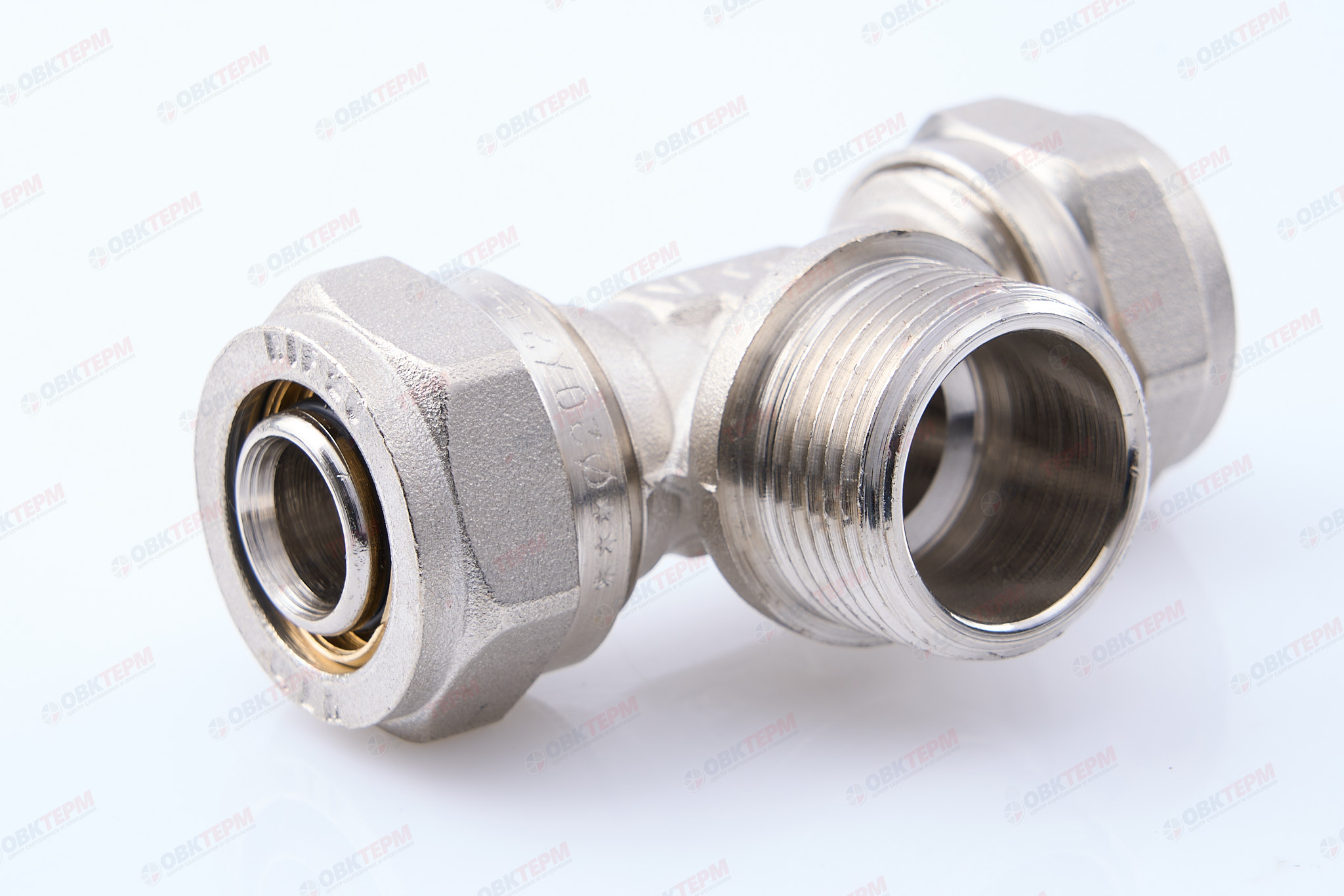 Тройник  обжимной  Valtec с переходом на нар. р. 20*3/4     (10уп/40ящ) - изображение №1