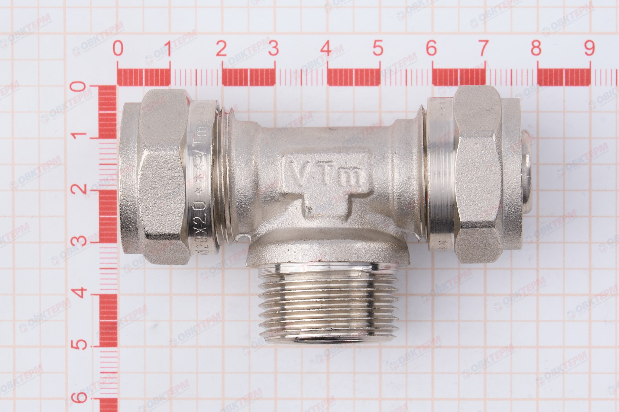 Тройник  обжимной  Valtec с переходом на нар. р. 20*3/4     (10уп/40ящ) - миниатюра №7