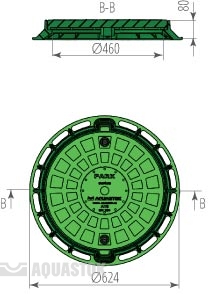 Люк пластиковый AQUASTOK легкий малый круглый ЧЕРНЫЙ (ДН624хДВ460хВ80) (30шт палета) - миниатюра №3