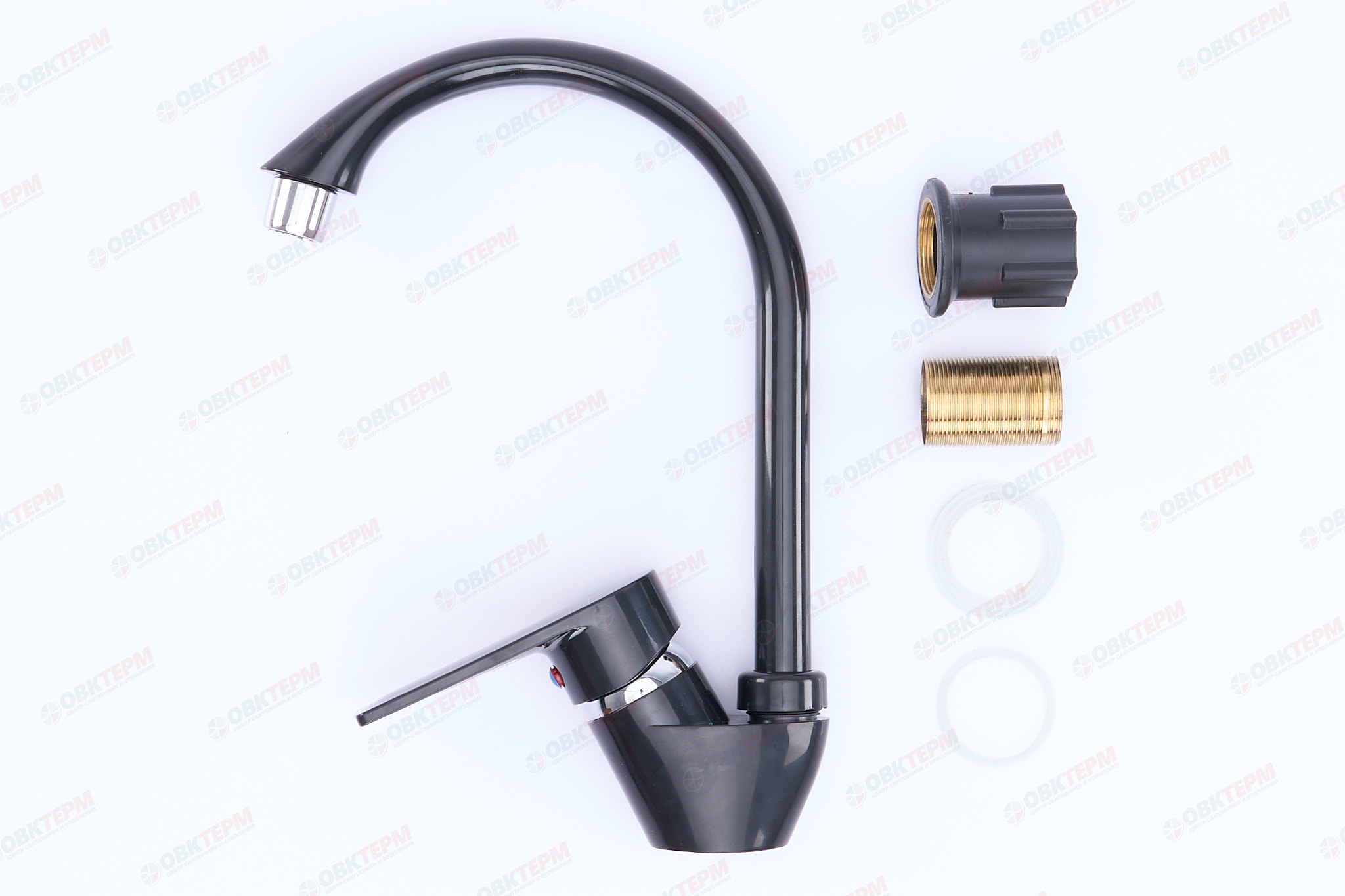 Смеситель д/кухни PLAMIX Oscar-011 Black, (гайка, Ø35, без подводки) (30шт/ящ) - миниатюра №3