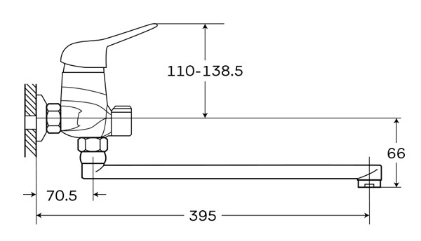 Смеситель д/ванны ZERIX LUN7 181    (10 шт/ящ) - Изображение №2
