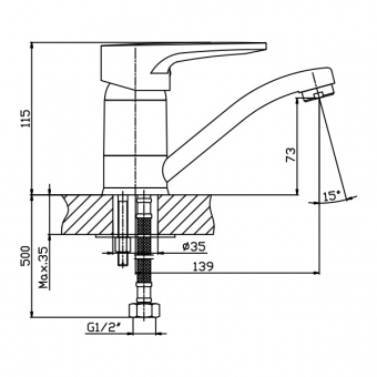Смеситель д/кухни MIXXUS PREMIUM OPUS 004 Ø40 15 см  (10 шт/ящ) - миниатюра №2