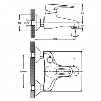 Смеситель д/ванны корот. MIXXUS PREMIUM OPUS 009 Ø40 EURO  (8 шт/ящ) - миниатюра №2