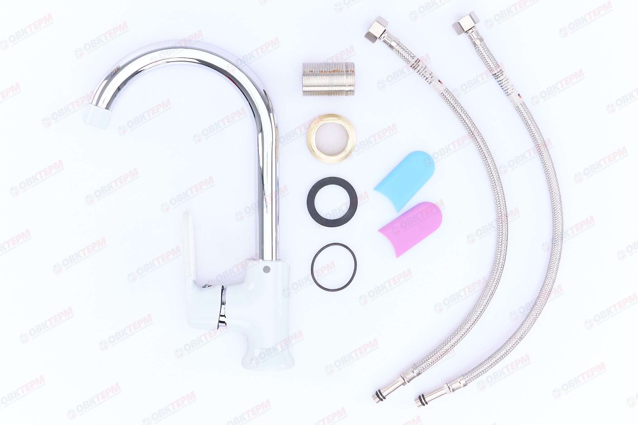 Смеситель д/кухни MIXXUS PREMIUM TIGER 014 Ø40 на ГАЙКЕ WHITE (10 шт/ящ) - миниатюра №3