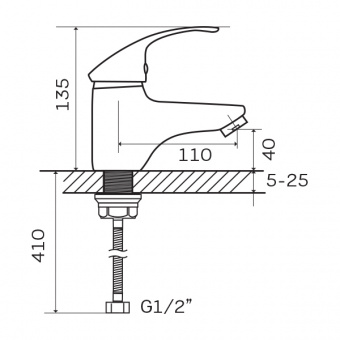 Смеситель д/умывальника ZERIX BIT-A 135 Ø40 ГАЙКА (10 шт/ящ) - Изображение №2