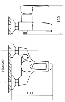Смеситель д/ванны корот. ZERIX FAD 181 Ø40  (6 шт/ящ) - миниатюра №2