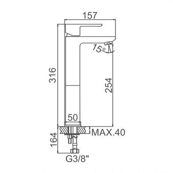 Смеситель д/умывальника LONG ZERIX LR1055-22 (ATM-001 HIGH) Ø40 (10 шт/ящ) - миниатюра №2