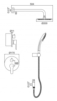 Душ/система встраиваемая ZERIX INSIDE-002 (LR2403-2)  Ø35  (4 шт/ящ) - миниатюра №2