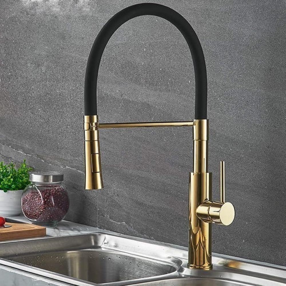 Смеситель д/кухни REFLECTOR ZERIX ELITE-011 GOLD (LR4097G-2) Ø35 (черный+золото)  (10 шт/ящ) - миниатюра №3