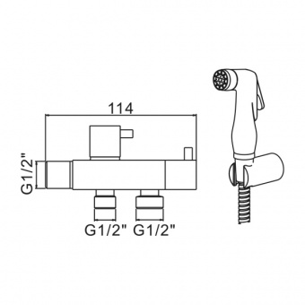 Смеситель с гигиеническим душем ZERIX BIDET-002 Ø35  (10 шт/ящ) - Изображение №2