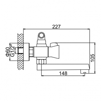 Смеситель д/ванны корот. ZERIX ETF-009 EURO (LR83187)  буксовый (10 шт/ящ) - миниатюра №2