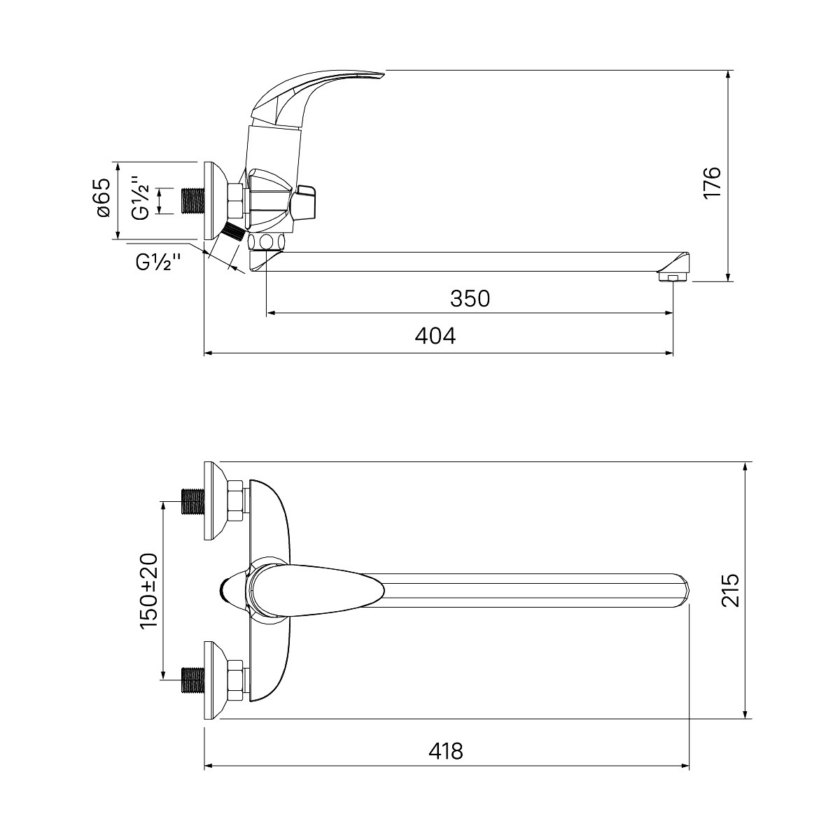 Смеситель д/ванны ZERIX NHK 135 Ø40  (10 шт/ящ) - Изображение №1