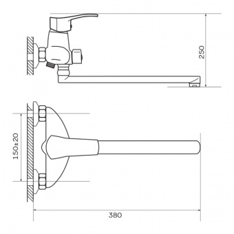 Смеситель д/ванны ZERIX NHK 181 Ø40  (10 шт/ящ) - Изображение №2