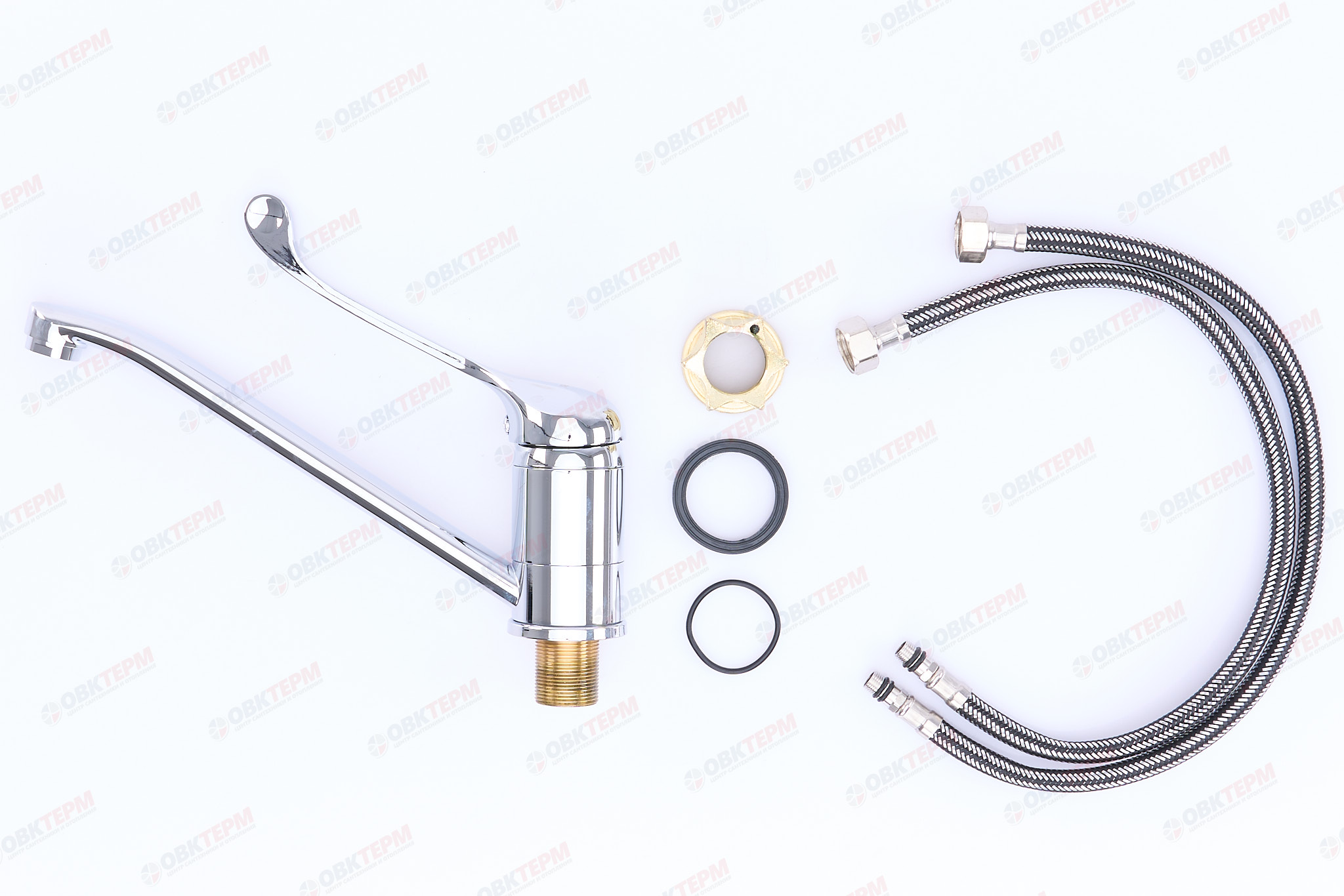 Смеситель д/умывальника локтевой ZERIX PED-A 127 (Ø40, длинный гусак 20 см, на гайке) (10 шт/ящ) - миниатюра №5