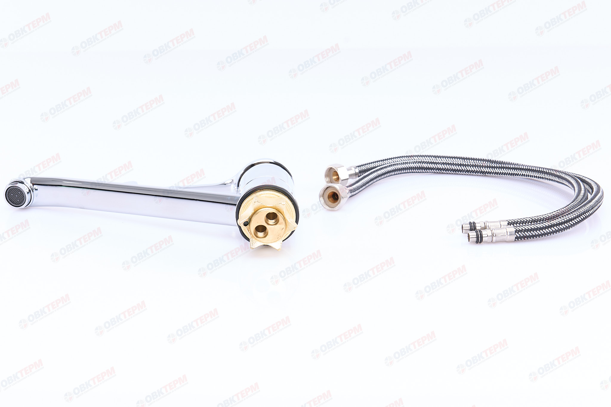 Смеситель д/умывальника локтевой ZERIX PED-A 127 (Ø40, длинный гусак 20 см, на гайке) (10 шт/ящ) - миниатюра №6