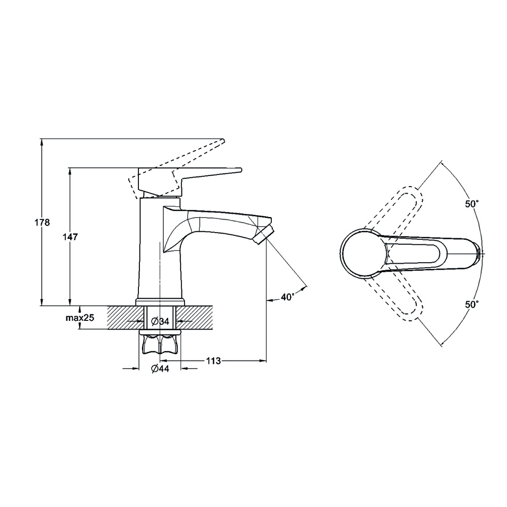 Смеситель д/умывальника ZERIX PUD1 А146 Ø40 ГАЙКА (10 шт/ящ) - Изображение №2