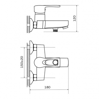 Смеситель д/ванны корот. ZERIX SEO 183 Ø40  (10 шт/ящ) - миниатюра №2