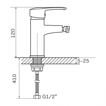 Смеситель д/биде ZERIX STD 181 /картридж 40мм /гайка (10 шт/ящ) - Изображение №2