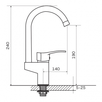 Смеситель д/кухни ZERIX VOX 279 Ø40 ГАЙКА   (10 шт/ящ) - миниатюра №2