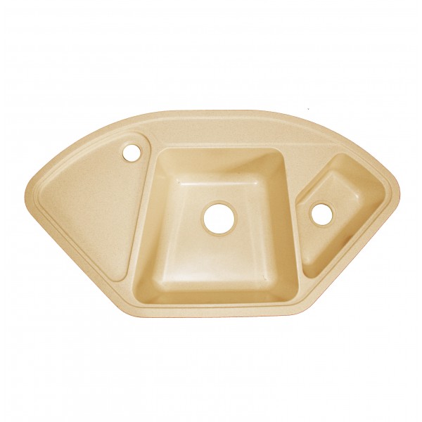 Мойка угловая двухсекционная 1030*555*195мм GRANMILL 37 (бежевая глянец + блестки) - Изображение №1