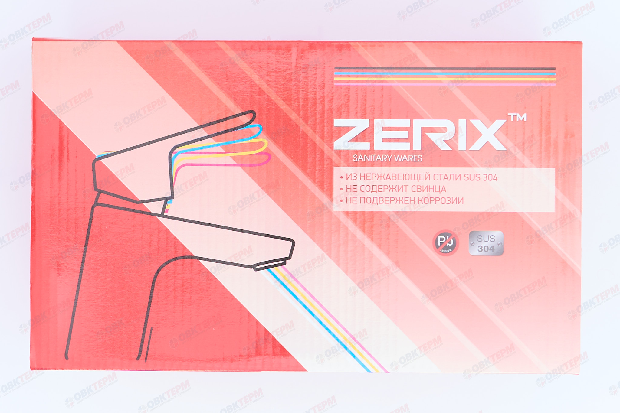 Смеситель д/ванны нерж/сталь ZERIX KUB-008 (EURO) BLACK 12 шт/ящ - миниатюра №5