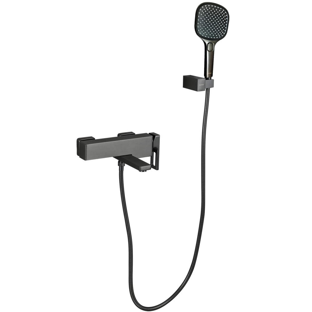 Смеситель д/ванны GAPPO G3217-9 латунь /оружейная сталь, Ø35мм, лейка 3 реж., - Изображение №1