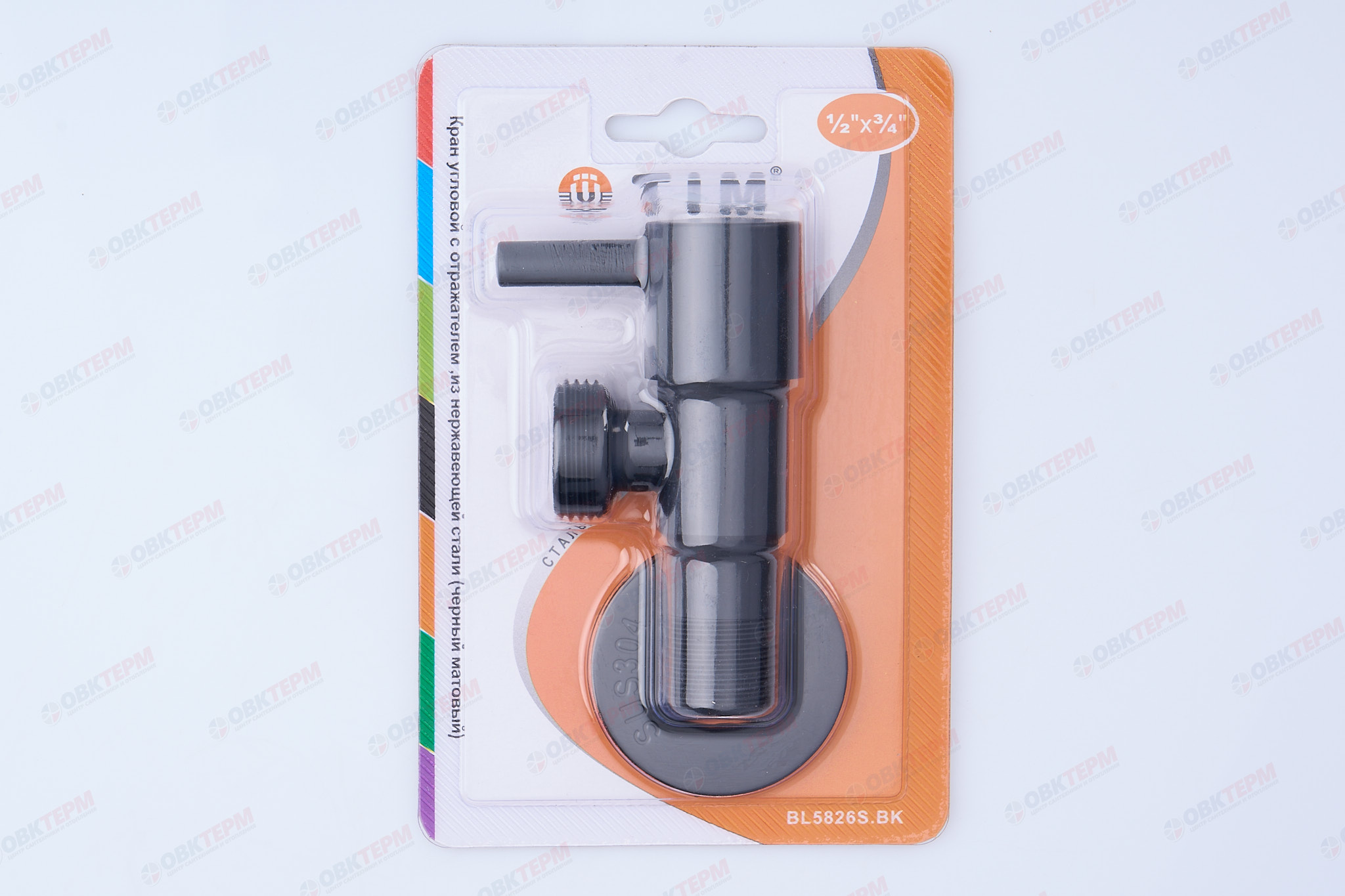 Кран для подкл. с/т приборов       TIM      1/2" - 3/4", НЕРЖ. ЧЕРНЫЙ круглый   (80/1) - миниатюра №7