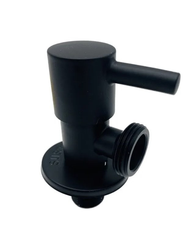 Кран для подкл. с/т приборов       TIM      1/2" - 3/4", НЕРЖ. ЧЕРНЫЙ круглый   (80/1) - Изображение №2