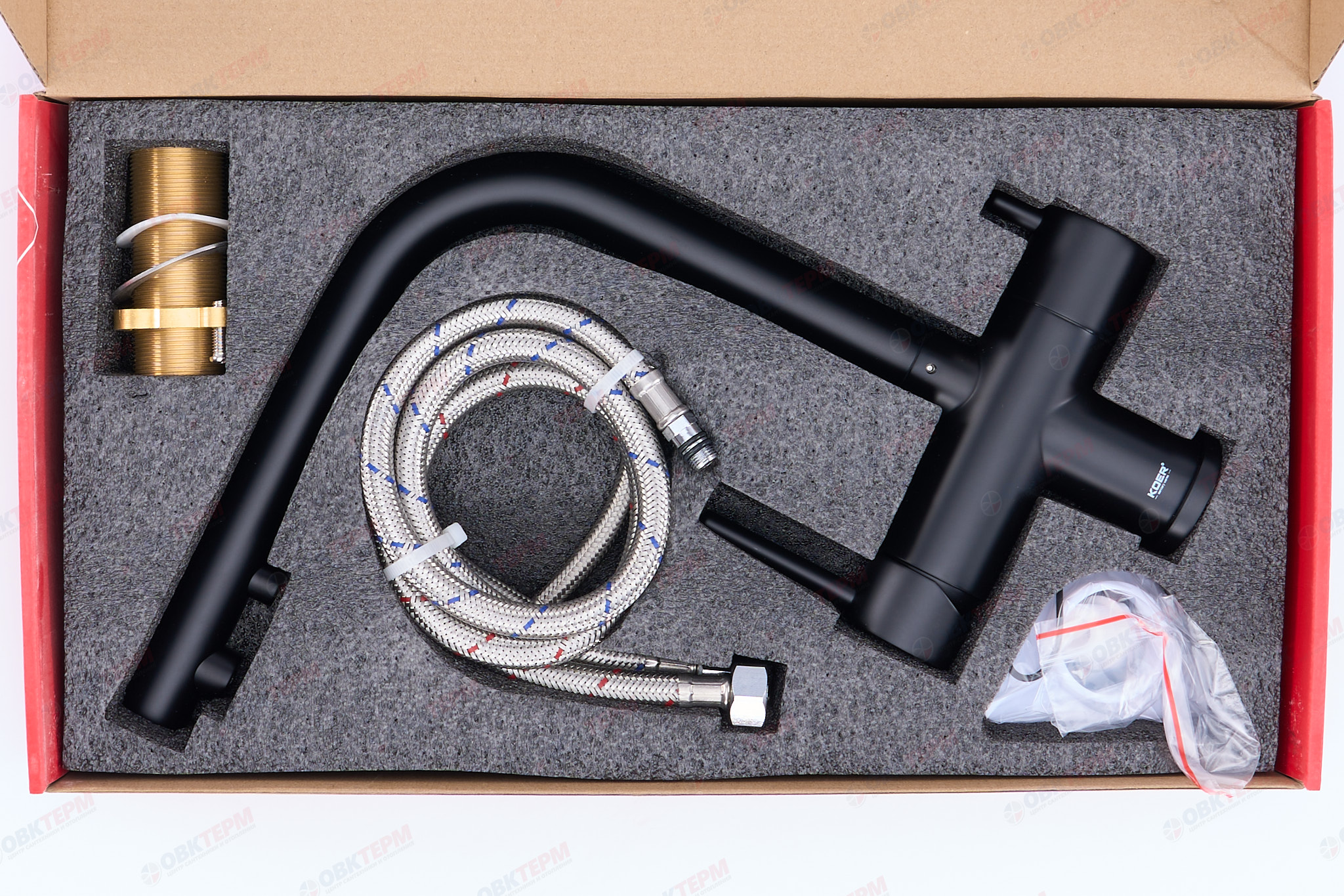 Смеситель д/кухни под ФИЛЬТР KOER KB-72001-05 /латунь /35мм(Цвет черный) (8шт/ящ) - миниатюра №6