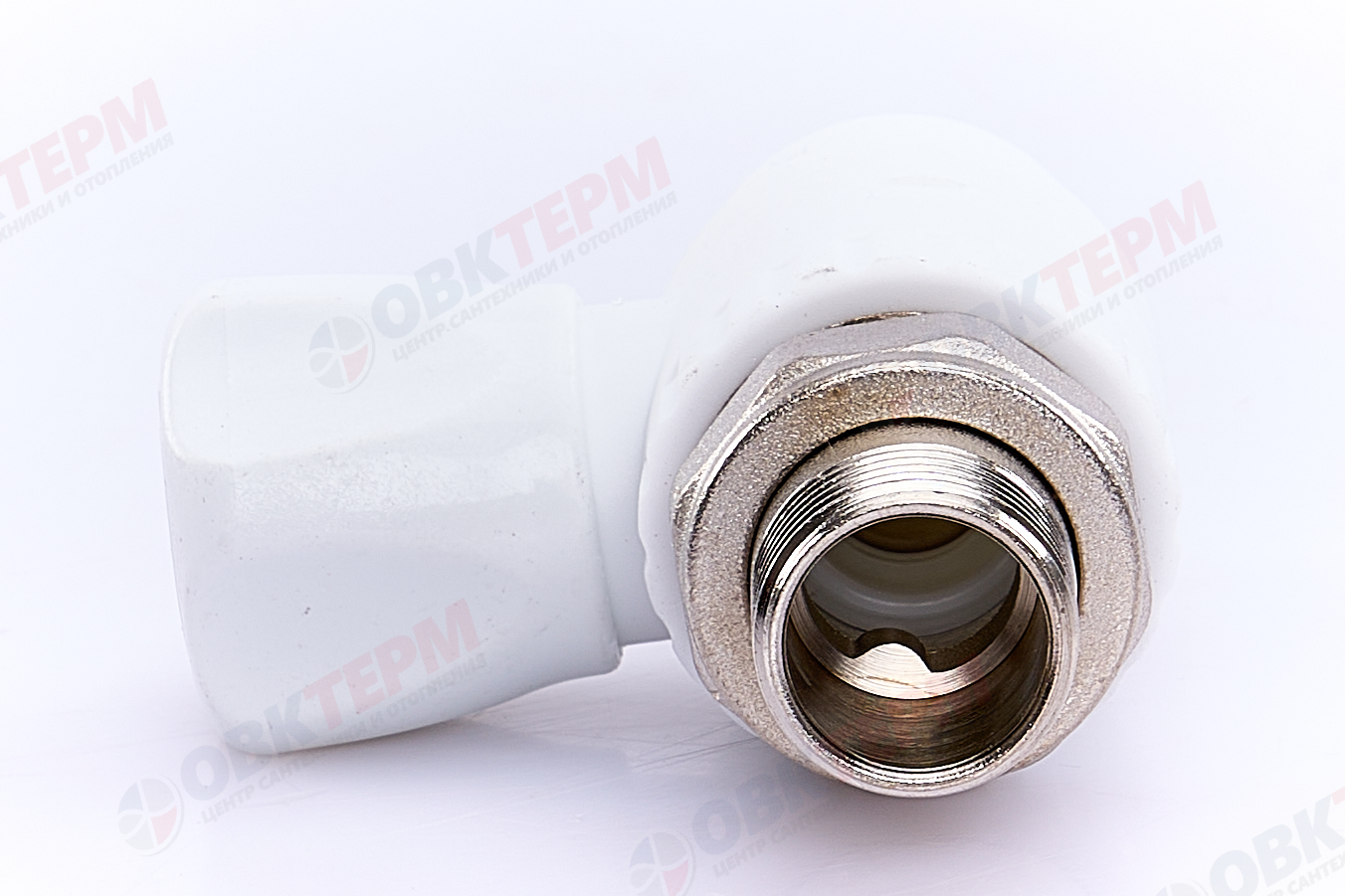 Кран рад.с нак. гайкой  20*1/2" прям.    (латунный шар)    БЕЛЫЙ PP-R    (RTP)    (50/1) - Изображение №4