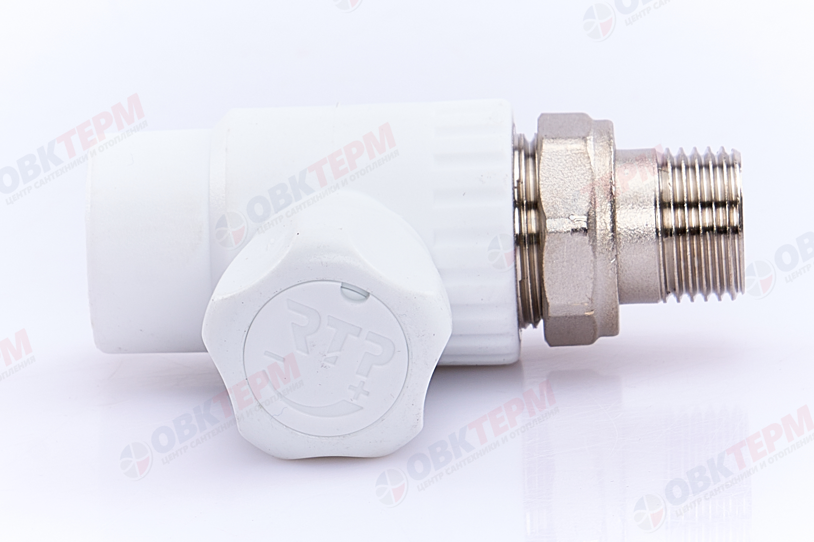 Кран рад.с нак. гайкой  20*1/2" прям.    (латунный шар)    БЕЛЫЙ PP-R    (RTP)    (50/1) - Изображение №5